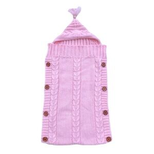 Knitted Crocheted Pink Infant Baby Bunting Sleeping Bag